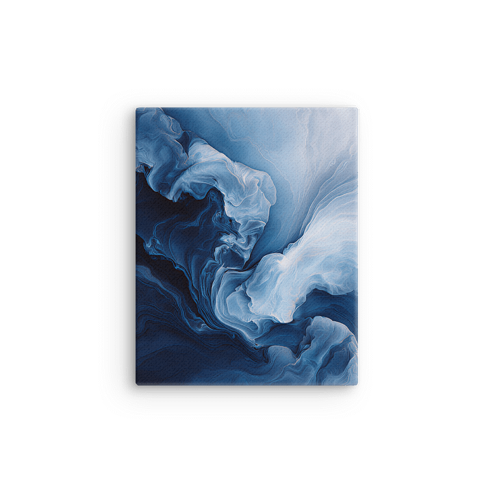 Frozen Waves – Abstract Fluid Design in Deep Blue and Ice White product image (12)