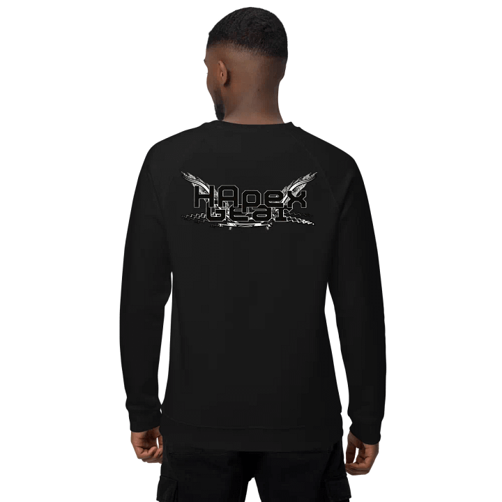 Unisex Organic Raglan Sweatshirt - Black HApex Gear White Logo product image (1)