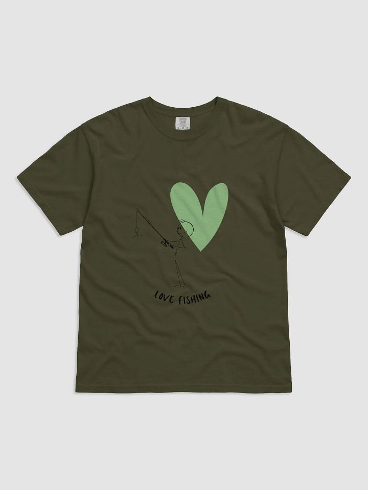 Love Fishing Heart Cartoon Heavyweight T-Shirt product image (7)