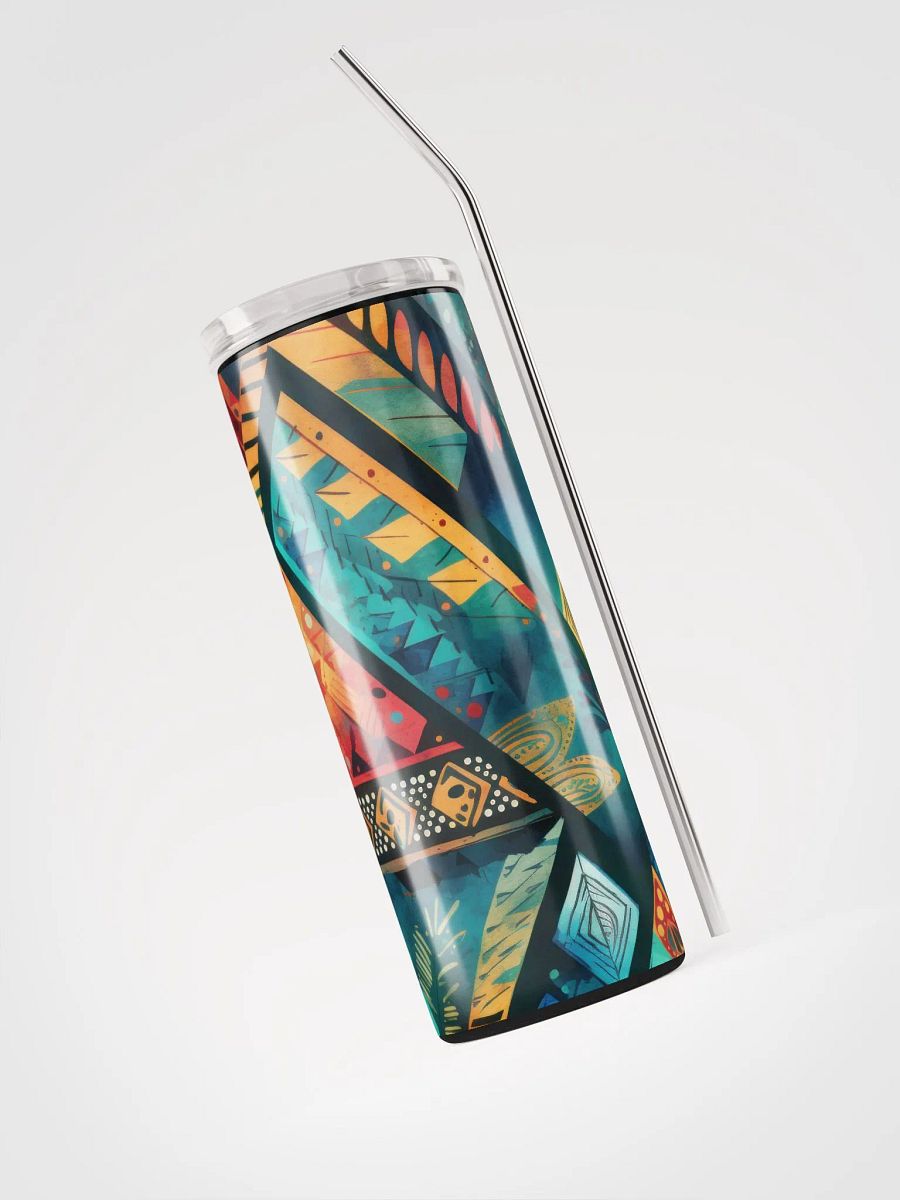 Geometric Bohemian Stainless Steel Tumbler with Reusable Straw - Eco-Friendly 20 oz Travel Mug product image (3)