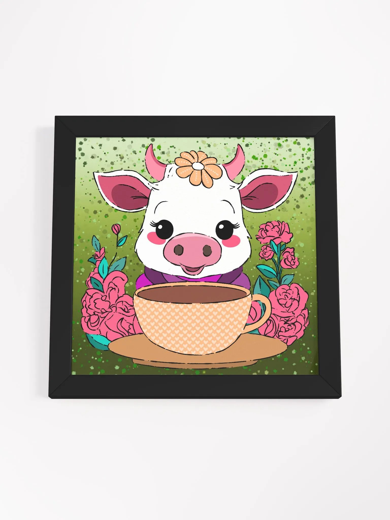 Coffee Break Cow Framed Art Print product image (5)