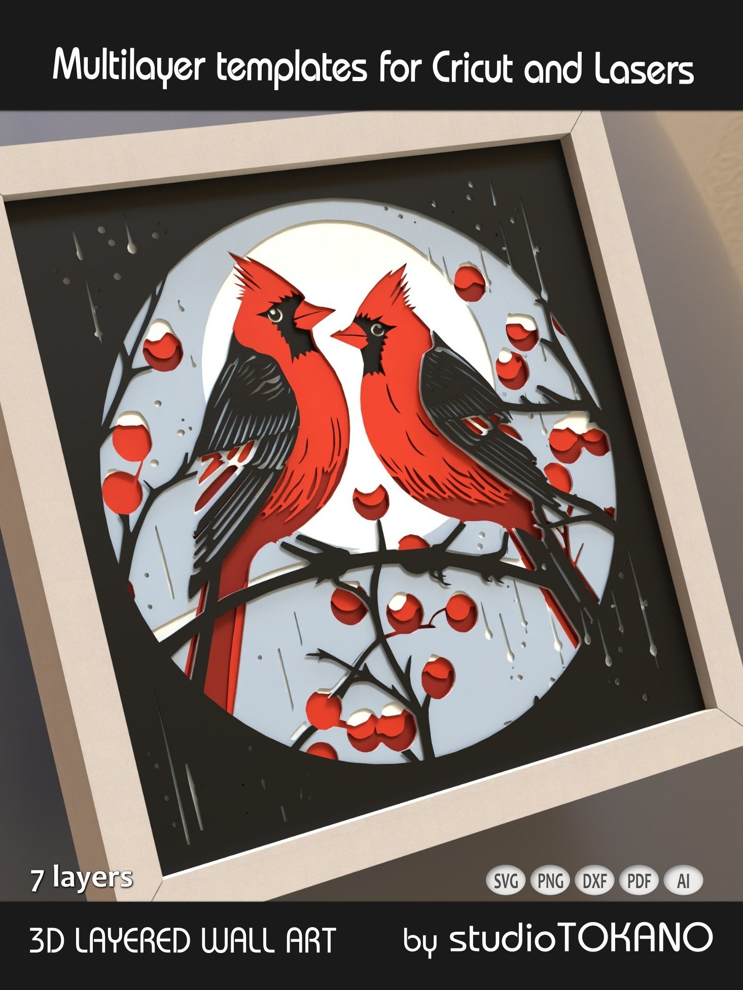 Red Cardinals 3D Layered SVG product image (3)