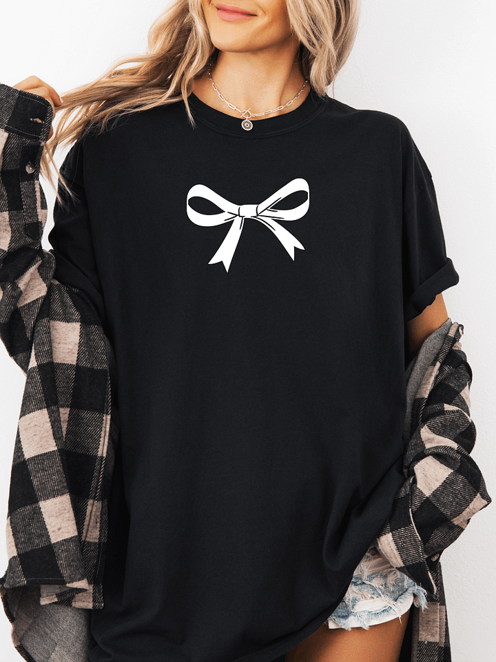 Comfort Colors Dark Coquette Shirt, White Bow Shirt product image (2)