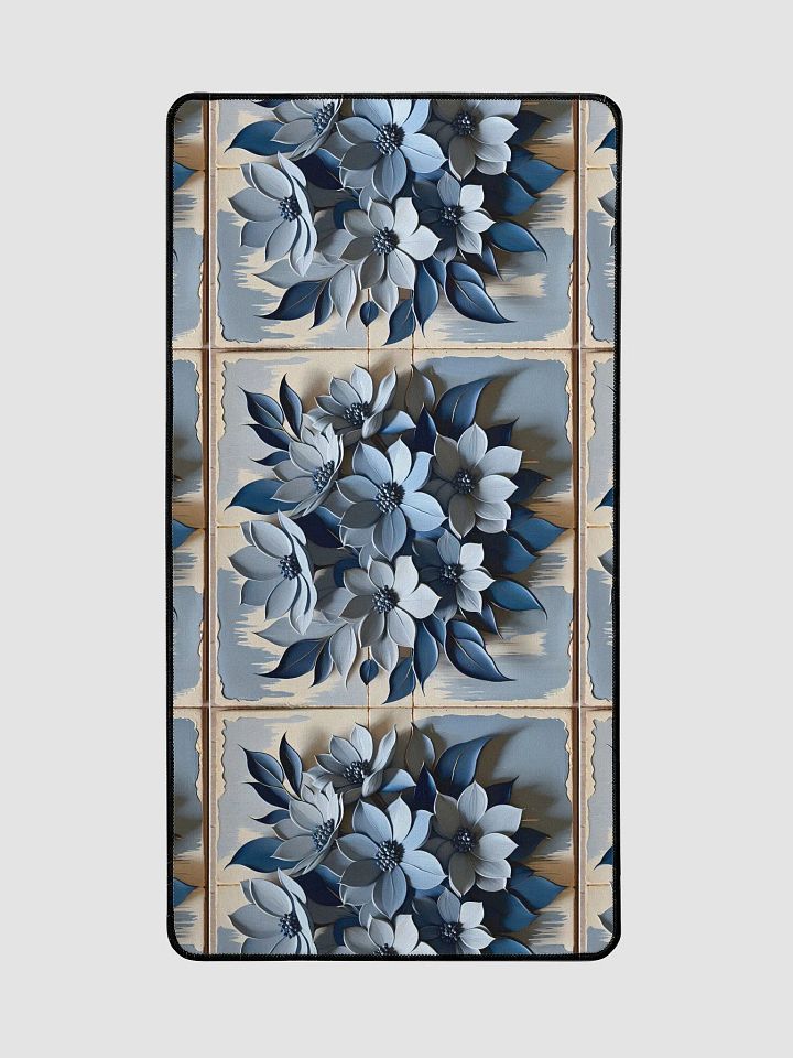Desk Mat (31.5x15.5 inches) - Painted Tile Floral Pattern in Shades of Blue product image (2)