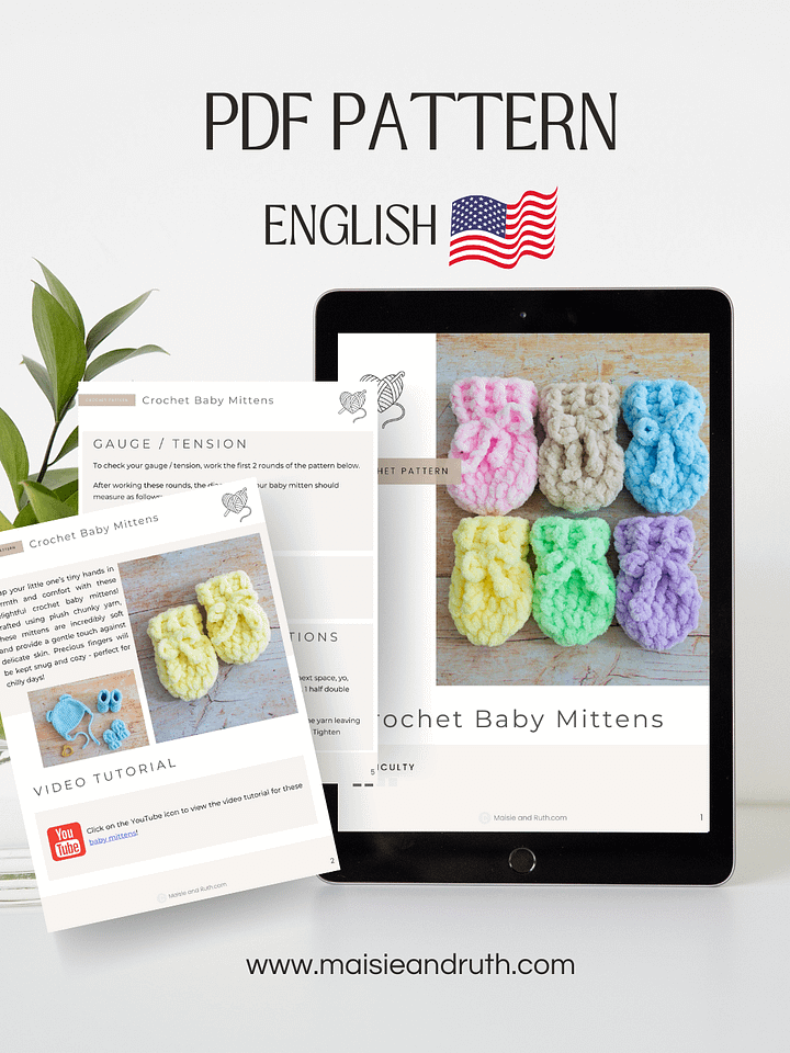 Crochet Pattern: Easy and Warm Baby Mittens product image (2)