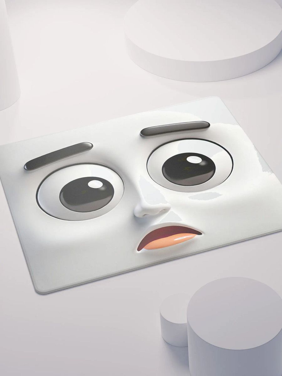 Startled Cartoon Face Premium Mouse Pad: Level Up Your Workspace! product image (4)