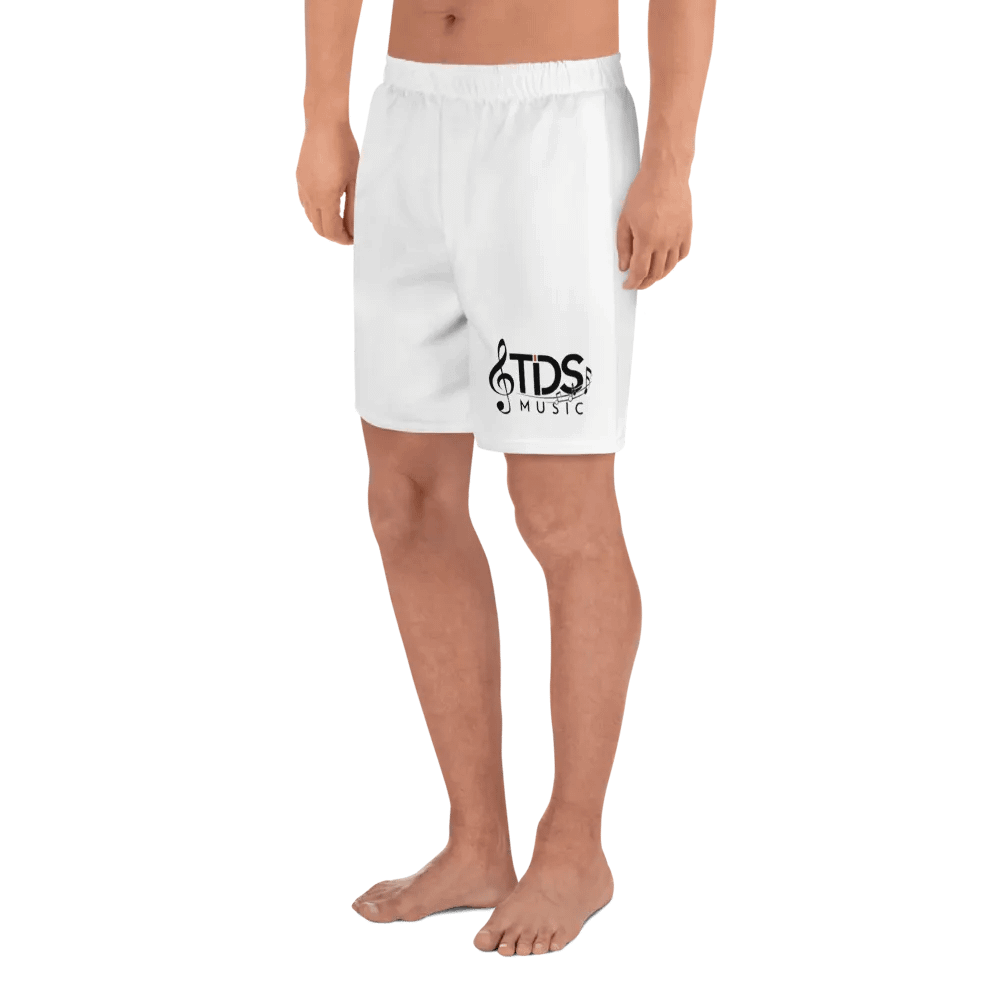 TDS Music Unisex Athletic Long Shorts - Exclusive Musical Design, White, Eco-Friendly product image (3)