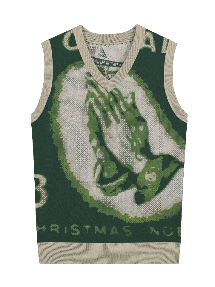 Canadian Christmas Noel Knitted Vest Green product image (1)