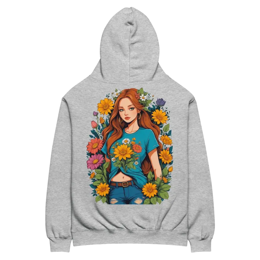 Bloomcore Flower Girl - Premium Hoodie - Athletic Heather - v1 - Back Printed Design product image (3)