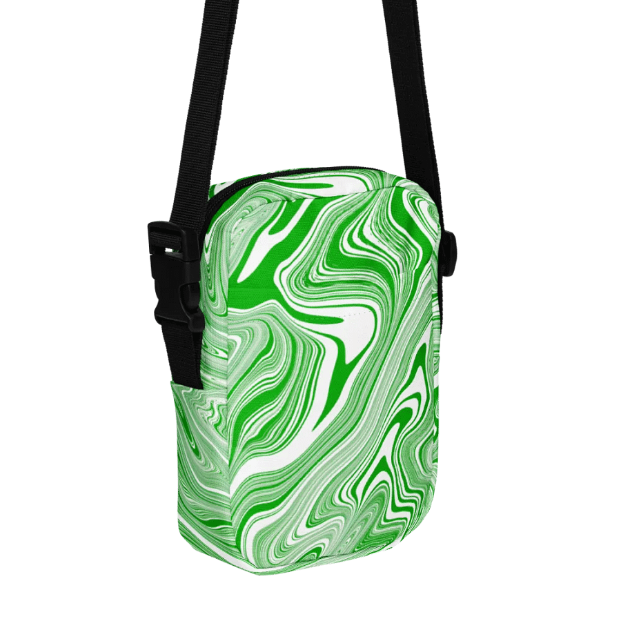 Utility Crossbody Bag - Green and White Liquid Swirls product image (3)