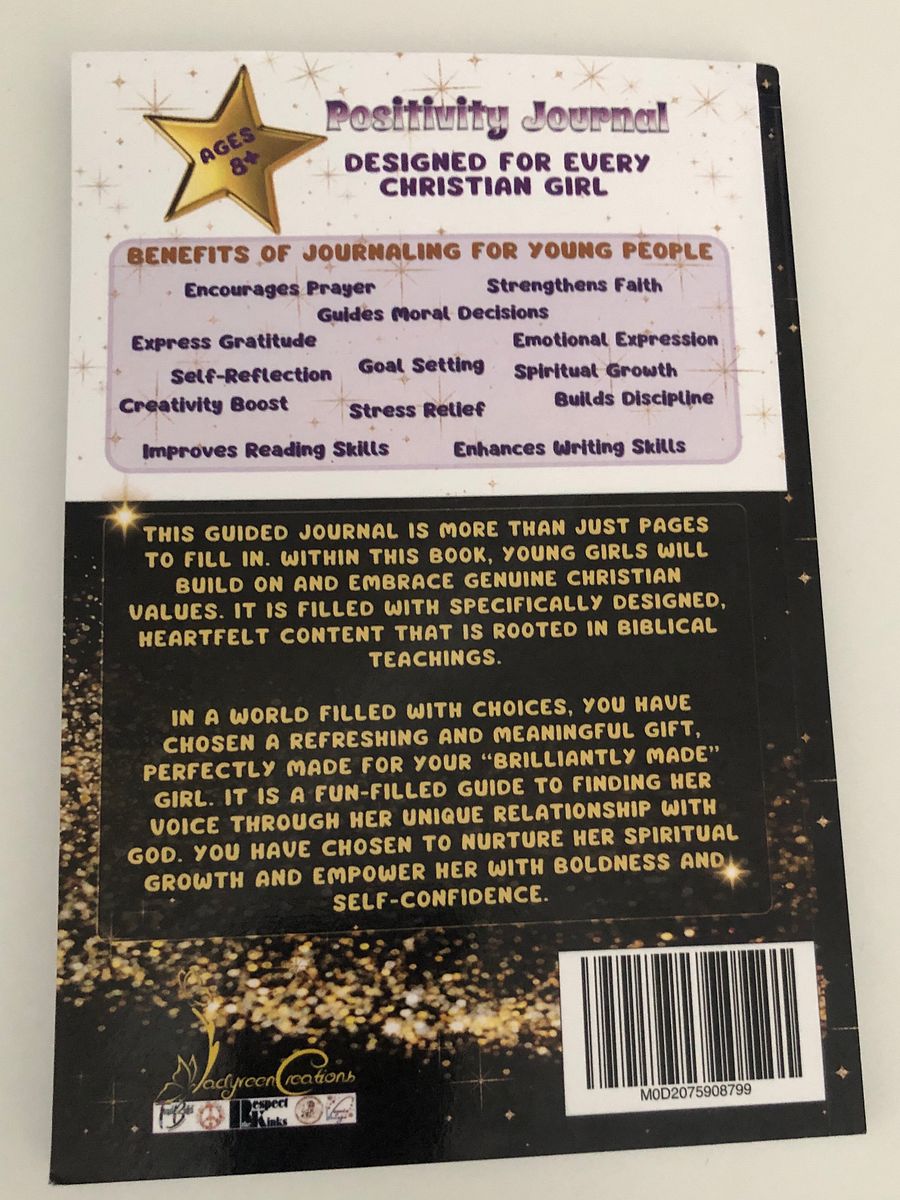 Girls Christian Journal. “Brilliantly Made by God to Sparkle and Shine” product image (3)