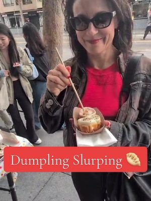Dumpling slurping tutorial at San Francisco Sunday Streets on Valencia.  🥟 Dumpling Story, 694 Valencia St 