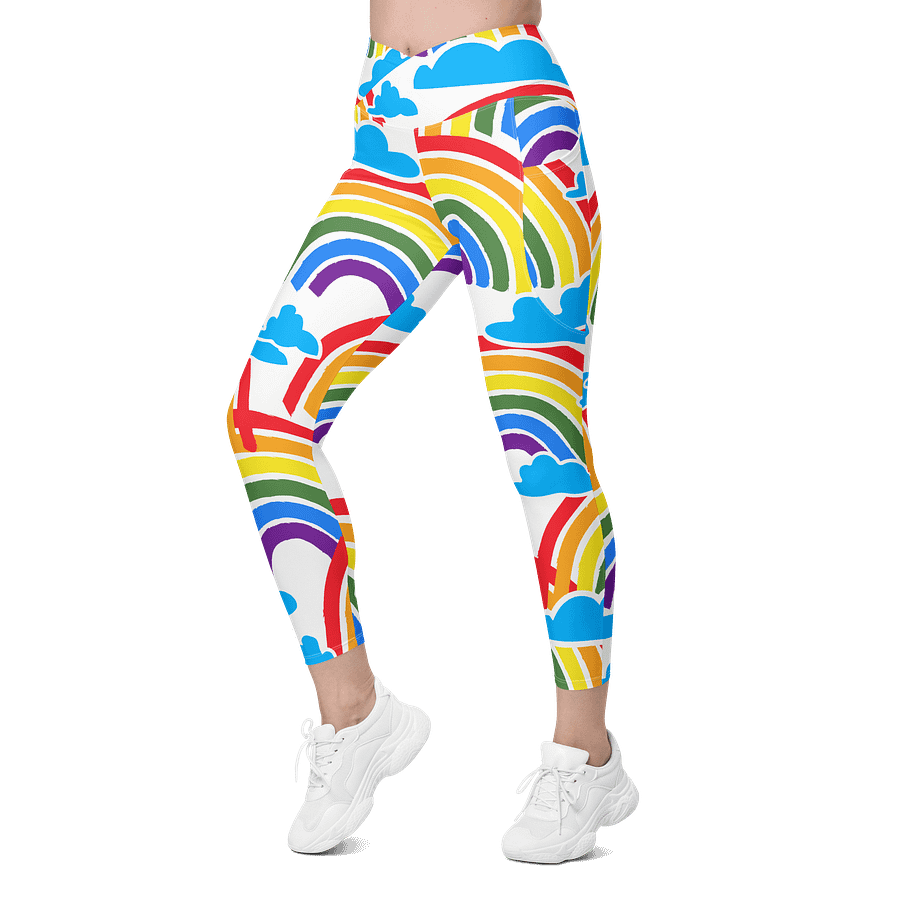 Whimsical Rainbow Crossover Leggings with Pockets product image (6)