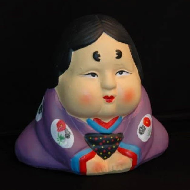 Japanese Okame Goddess Statue - Ceramic Otafuku Uzume product image (1)