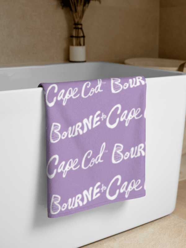 BRN.2C.C.™ | Coastal Classic Beach Towel | All-Over Horizontal Logo Print | Vibrant Colors for Salty Souls | White Logo on East Side Lavender product image (2)