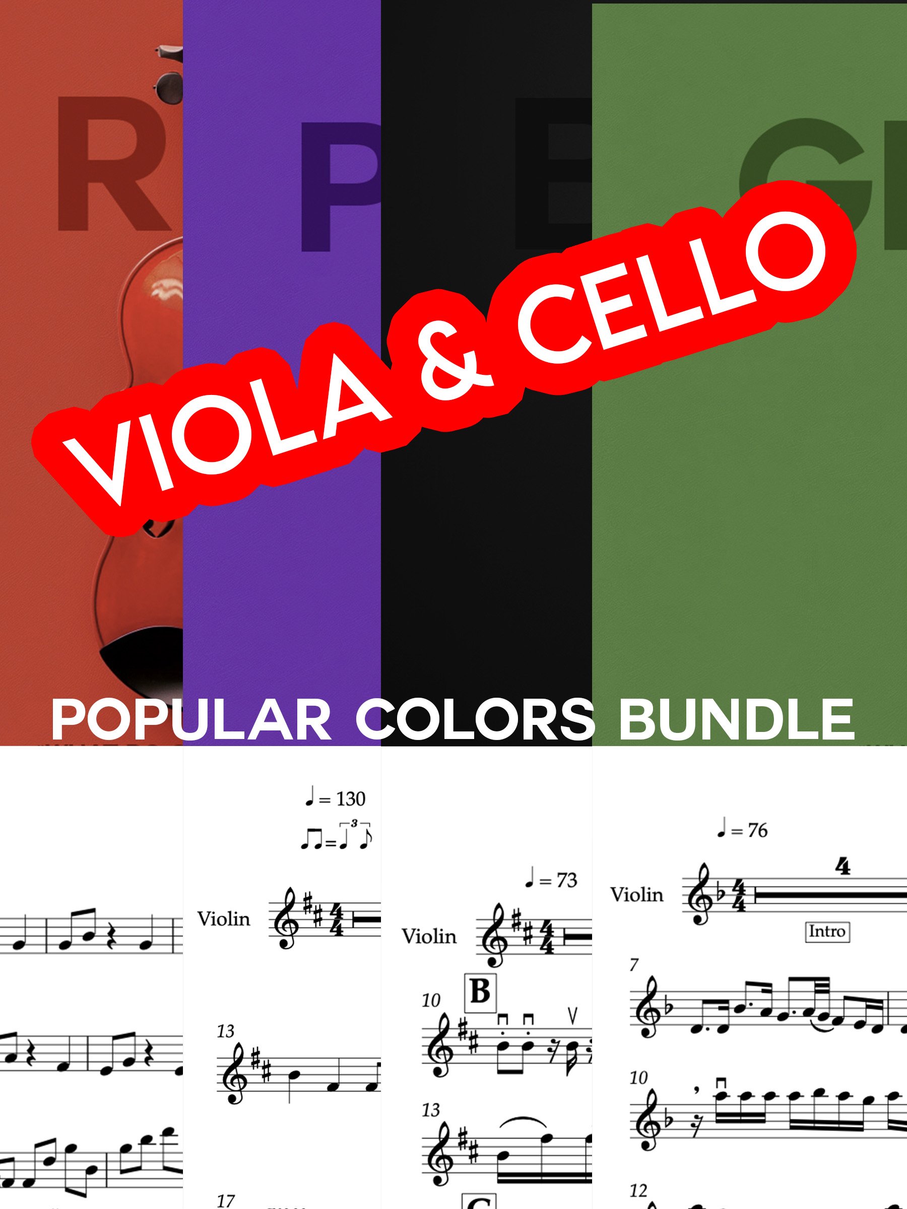 Popular COLORS - VIOLA & BASS Clef Sheet Music (4 Song Bundle) product image (1)