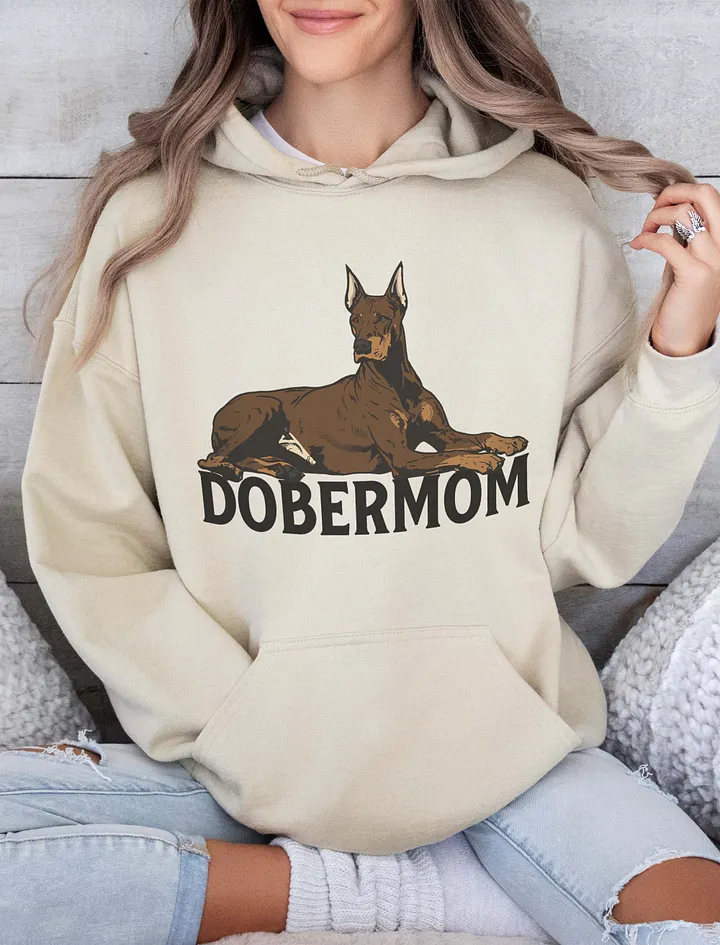 Dobermom Hooded Sweatshirt of a Doberman(Red) | Funny Hoodie for Doberman Moms product image (18)