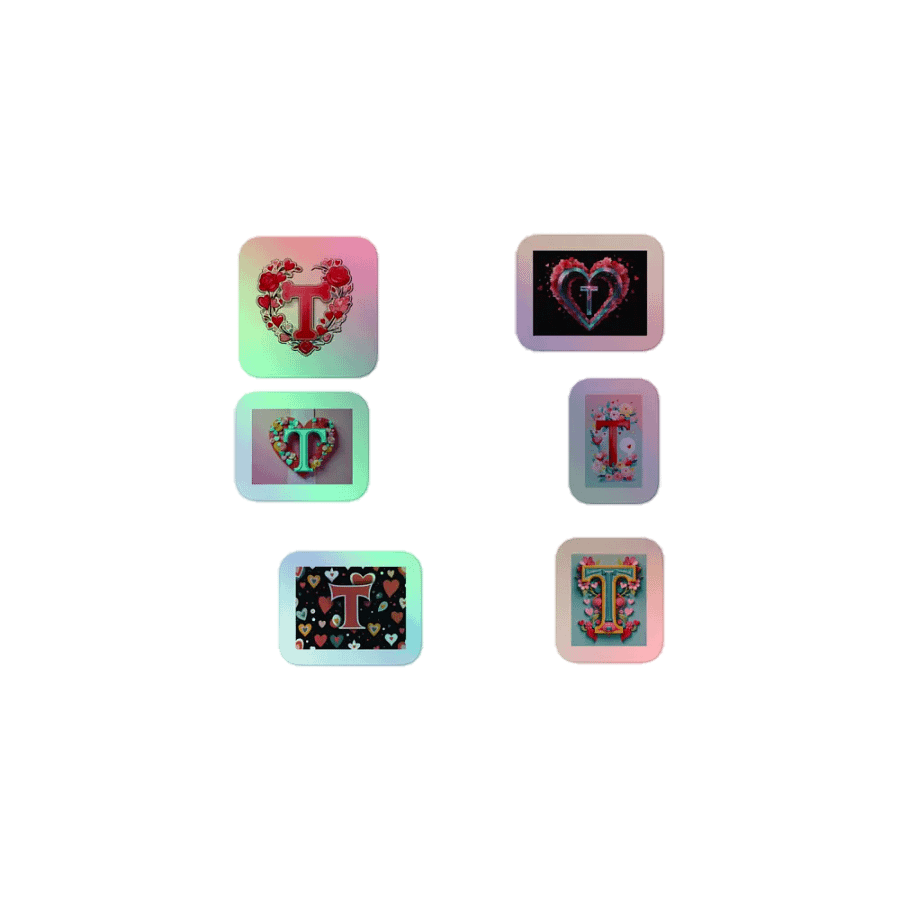 All T's Valentine’s Monogram Holo Sticker Pack product image (1)