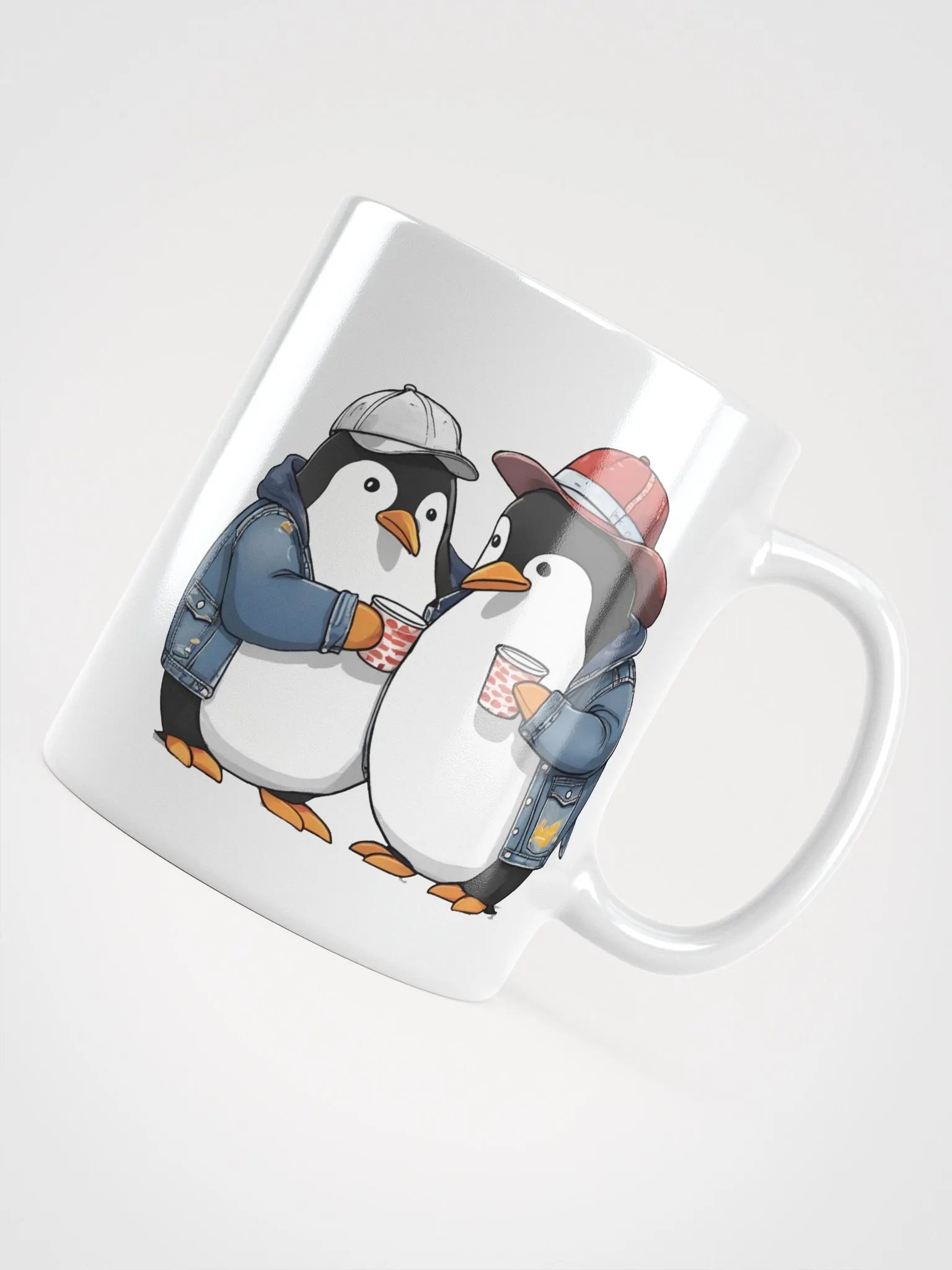 2 penguins wearing a denim jacket and hats product image (5)