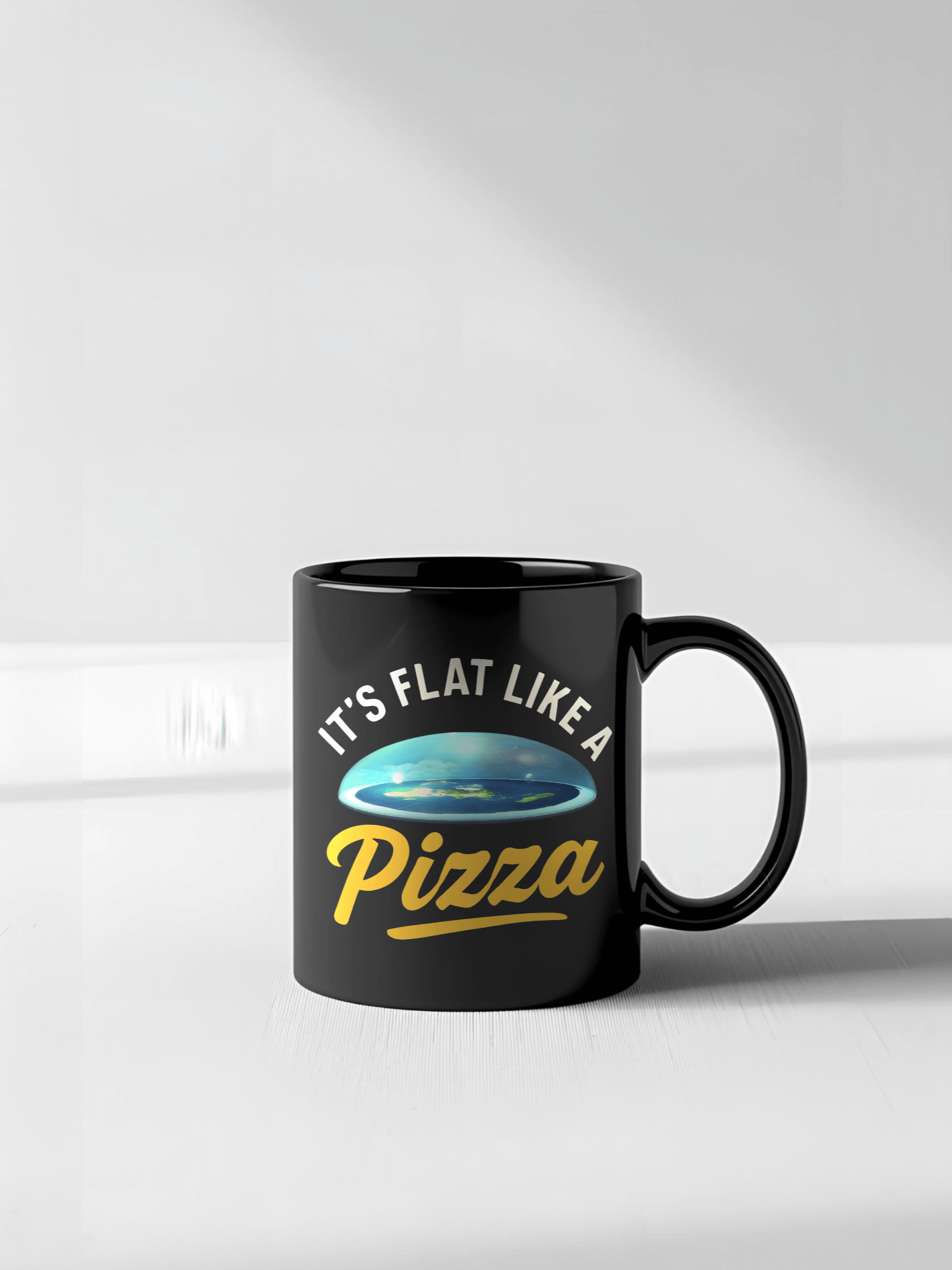 IT'S FLAT LIKE A PIZZA Mug - Funny Flat Earth Coffee Cup, Humorous Conspiracy Drinkware product image (7)