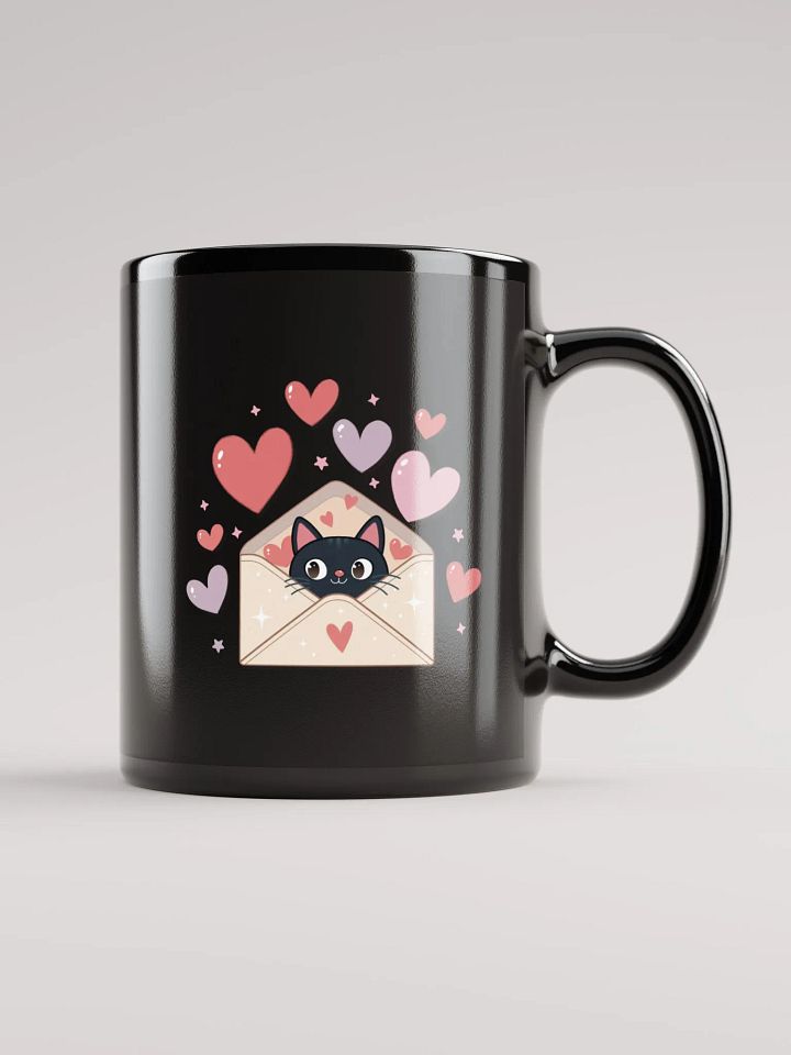 Feline Valentine Envelope - black mug product image (1)