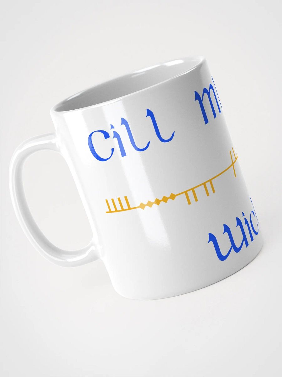 Wicklow/Cill Mhantáin Scholastic style Ogham White Glossy Mug product image (3)