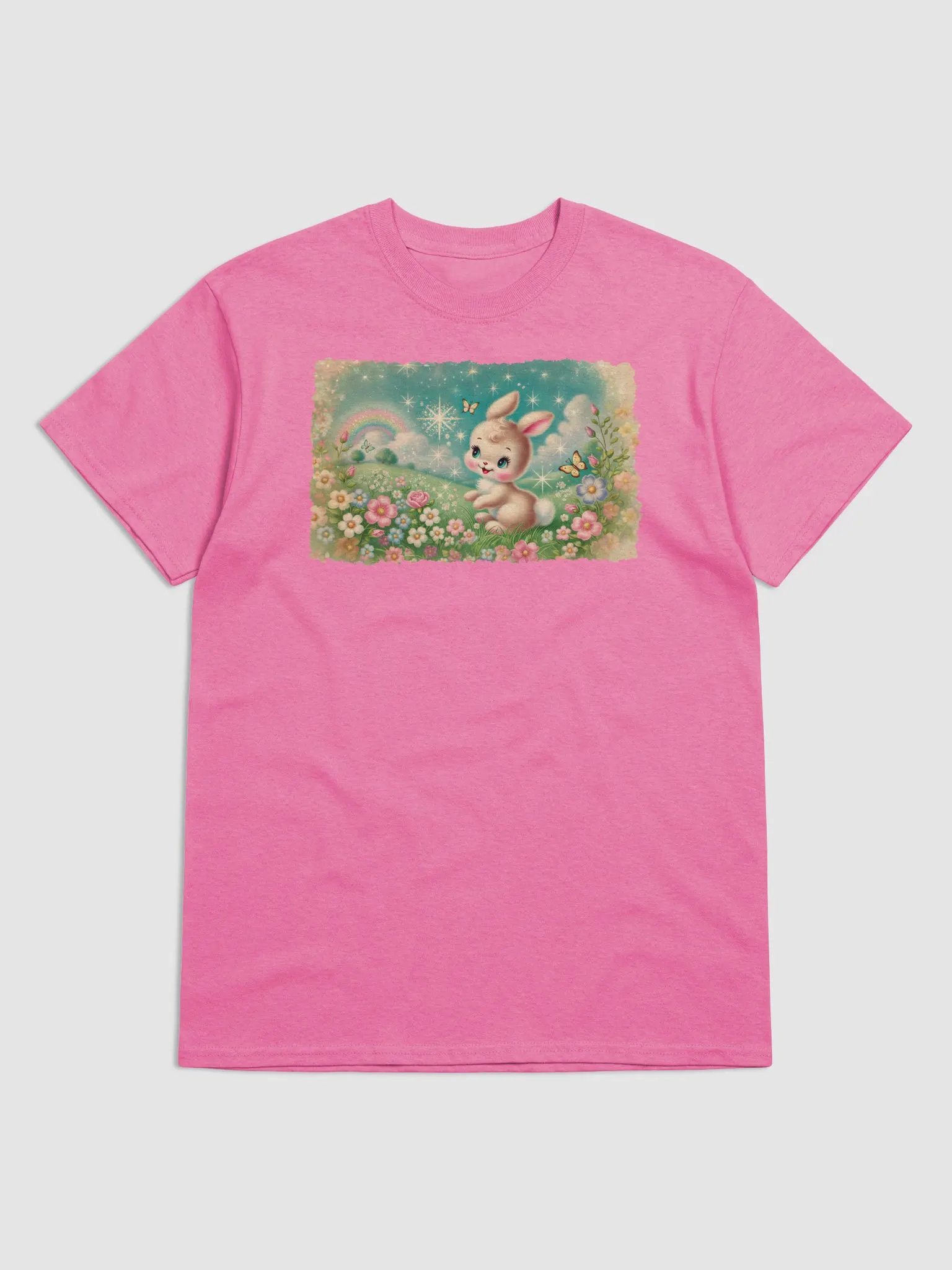 Rainbow Bunny Adult Unisex T-Shirt product image (2)