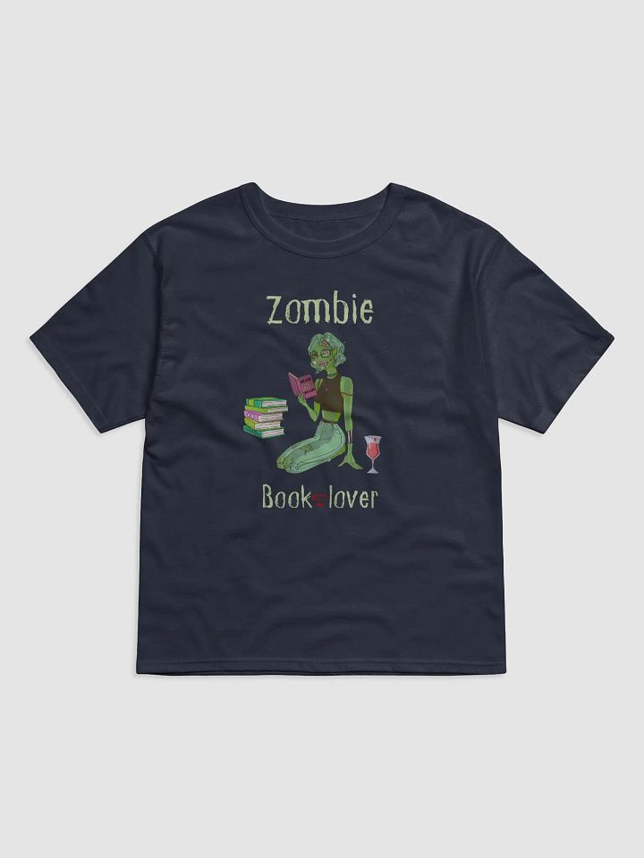 Zombie Book Lover Navy Relaxed T-shirt product image (1)