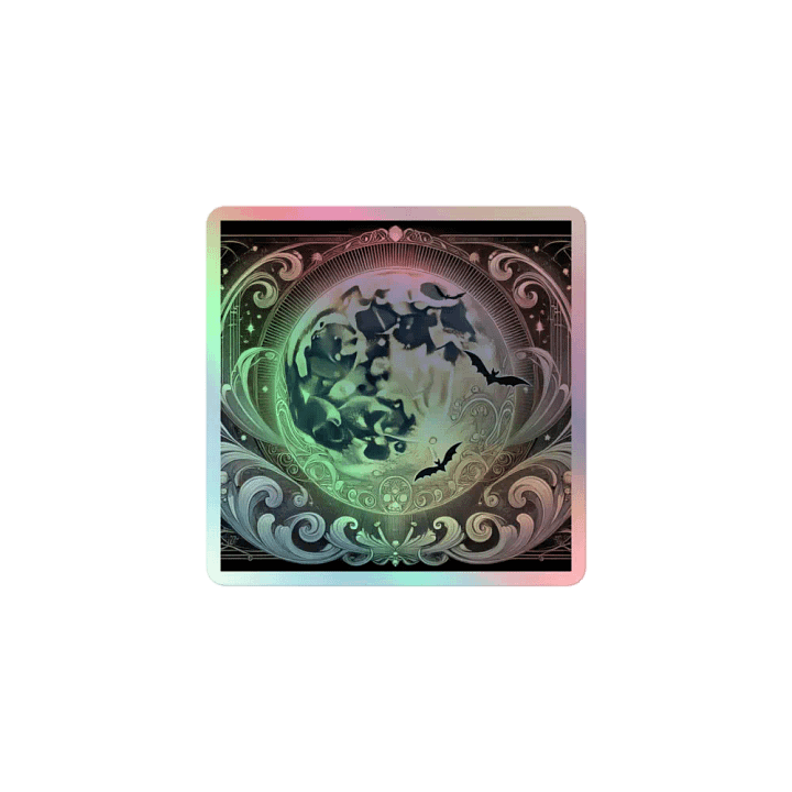 Art Nouveau Full Moon and Flying Bats Vinyl Sticker – Mystical Night Decor product image (1)