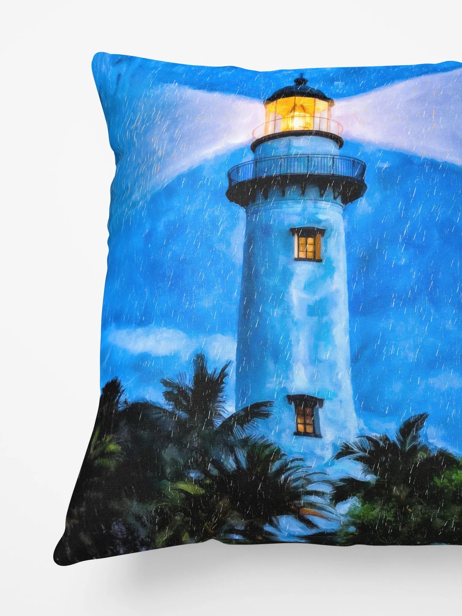 St Simons Island Lighthouse At Night – Georgia Throw Pillow product image (4)