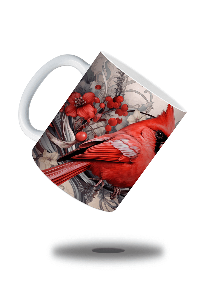 Red Cardinal 11oz Coffee Mug – Elegant Floral and Bird Design Ceramic Cup – Perfect for Nature Lovers and Holiday Gifts product image (1)