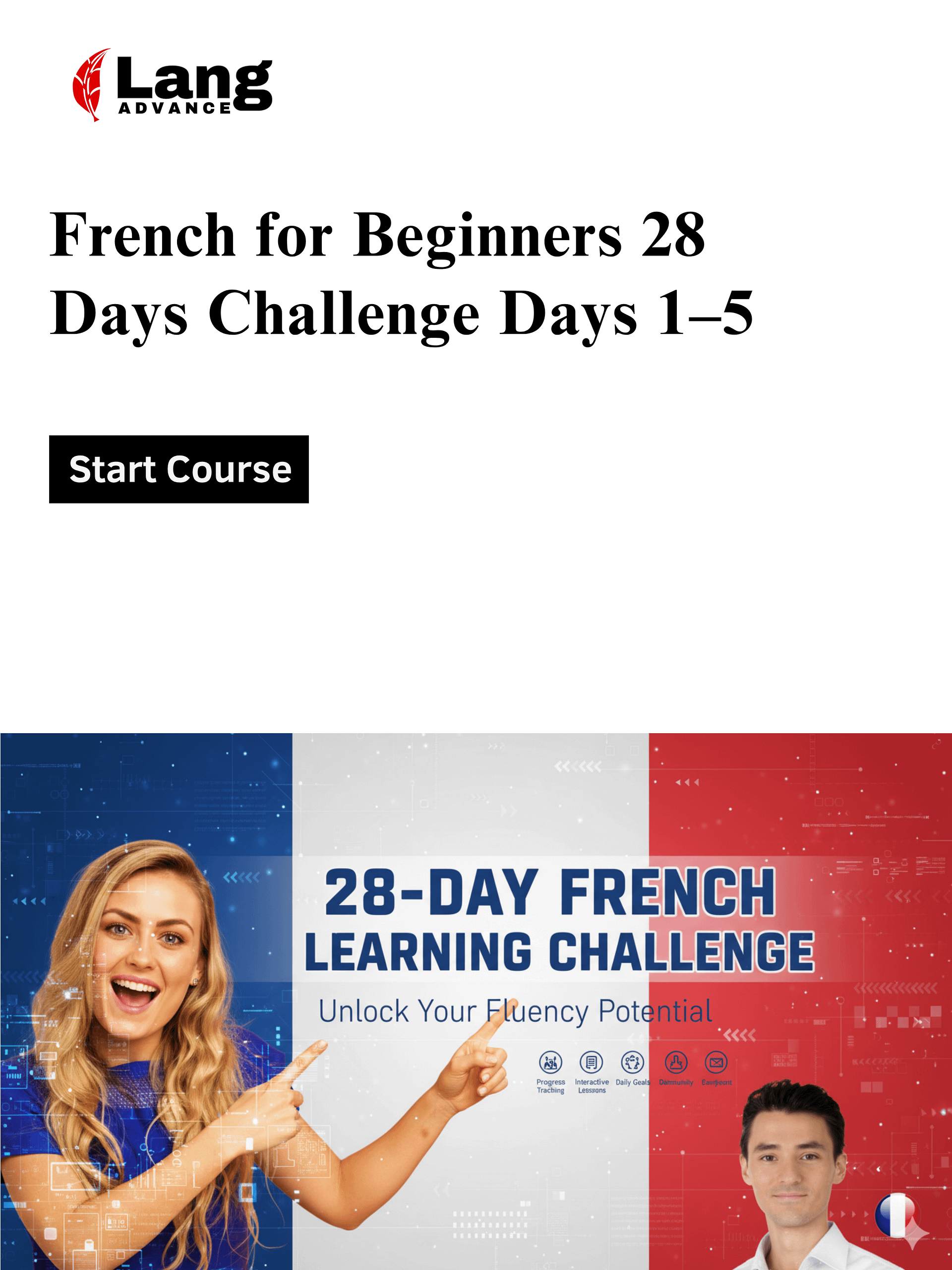 French Language Course French for beginners with a Native Speaker 28 Days Challenge Days 1 - 5 product image (1)