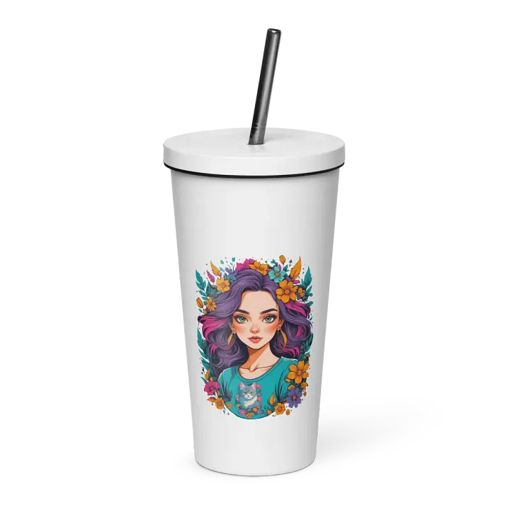 Bloomcore Flower Girl 20 oz Tumbler Cup - White - Insulated Tumbler with a Straw - v2 product image (1)