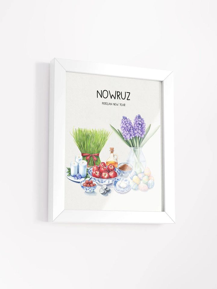 Nowruz Blessings Framed Poster, Nowruz Watercolor Art, Haft-sin Table, Persian New Year, Persian Art product image (58)