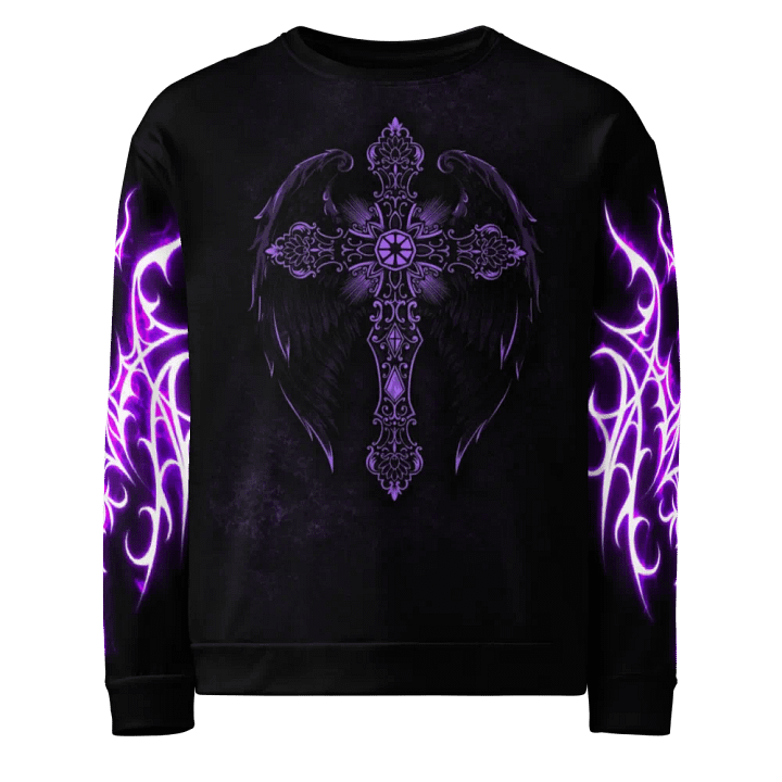 Celestial Wings Gothic Cross Sweatshirt product image (1)