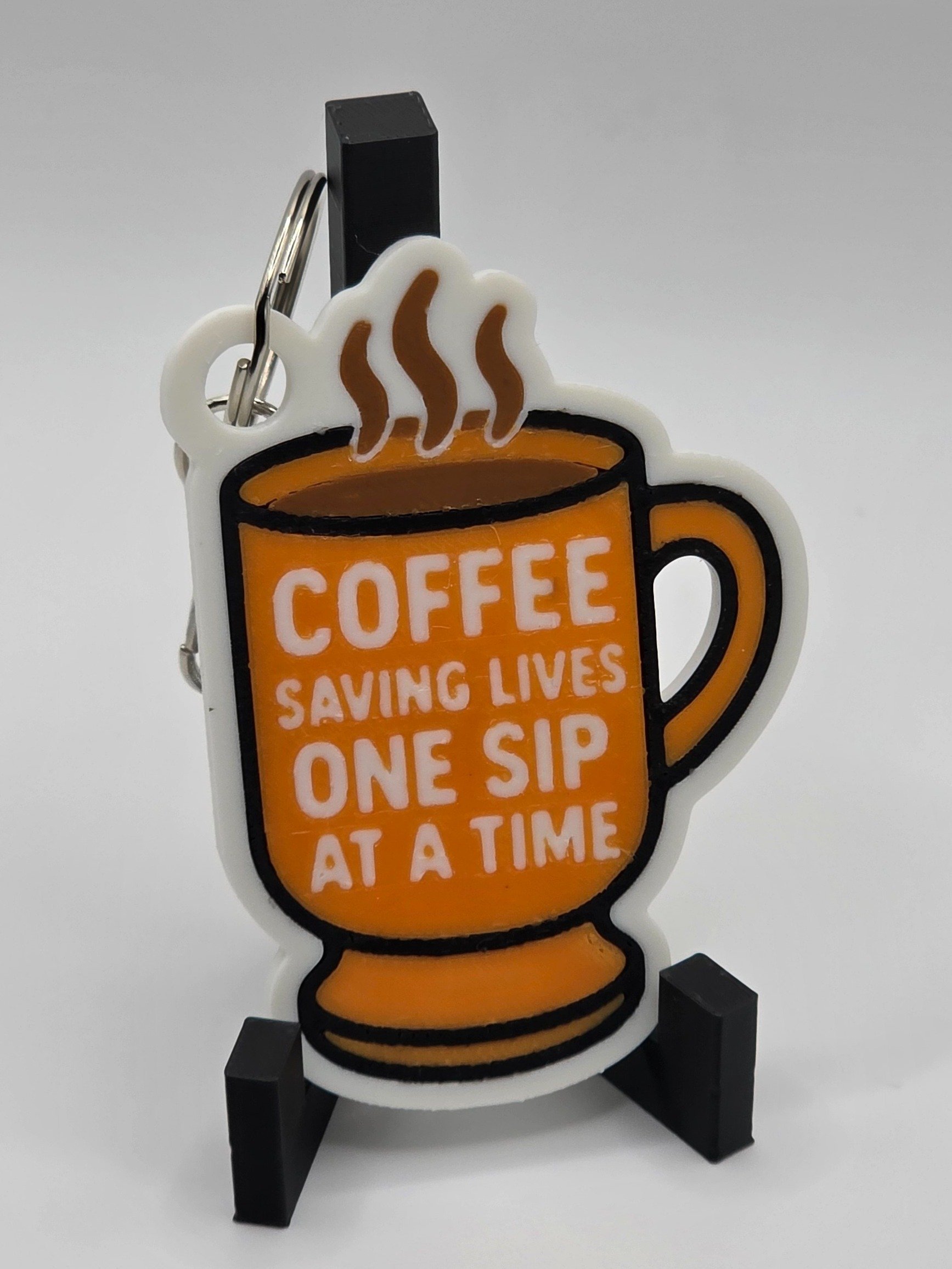 ☕ Coffee Mug Keychain | “Coffee Saving Lives One Sip at a Time” - Orange product image (3)