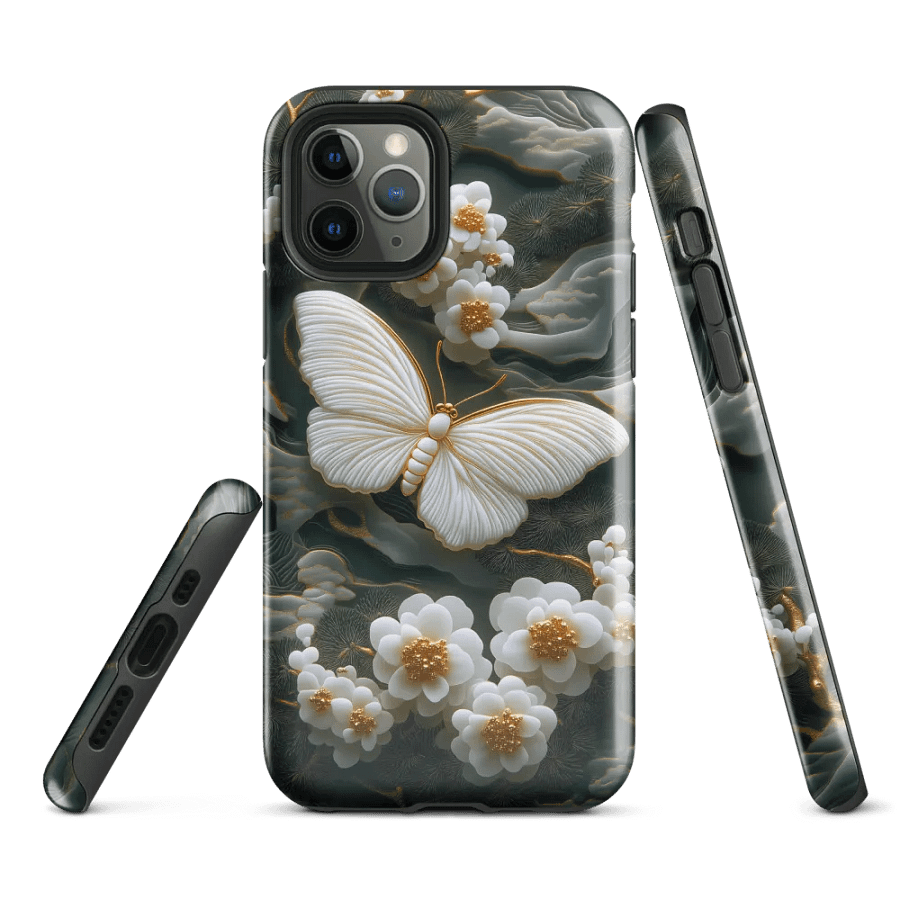 White Butterfly Jade Carving Effect - Tough Phone Case product image (1)