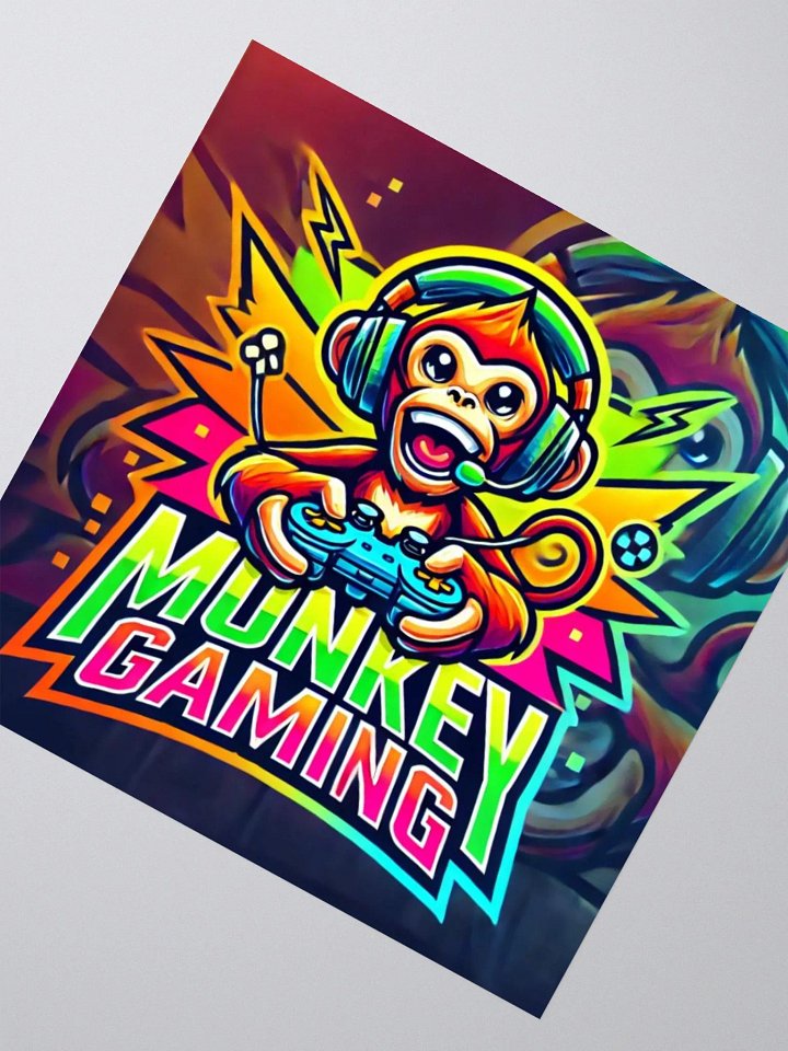 🐵🎮 Monkey Gaming Logo Stickers – 3 Sizes for Every Surface! 📏✨ product image (6)