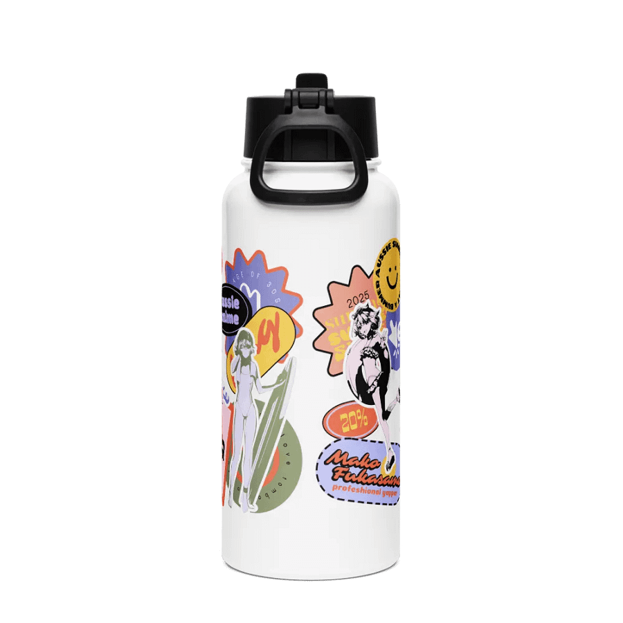 Stickerbomb Steel Waterbottle + straw product image (2)