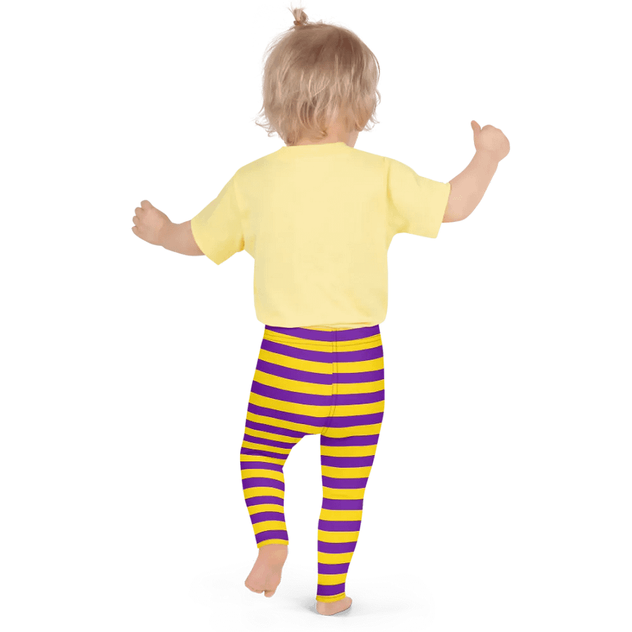 Striped Purple and Yellow Kids Leggings product image (3)