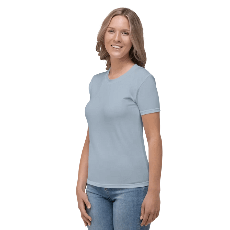 Plain Light Grayish Blue True Summer Women's Crewneck Polyester Heavyweight Premium T-Shirt by Treasure Pie product image (5)