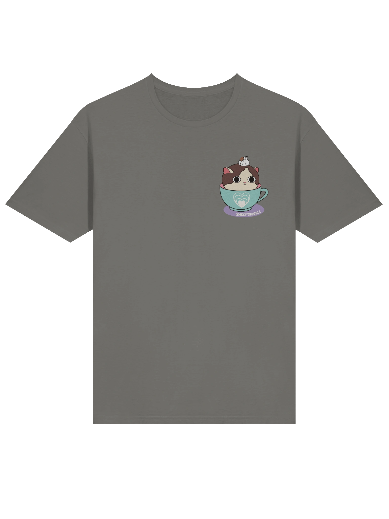 Sweet Trouble (Coffee Cat - Left Chest and Back Prints) - Unisex Adult Super Soft Lightweight T-shirt product image (2)