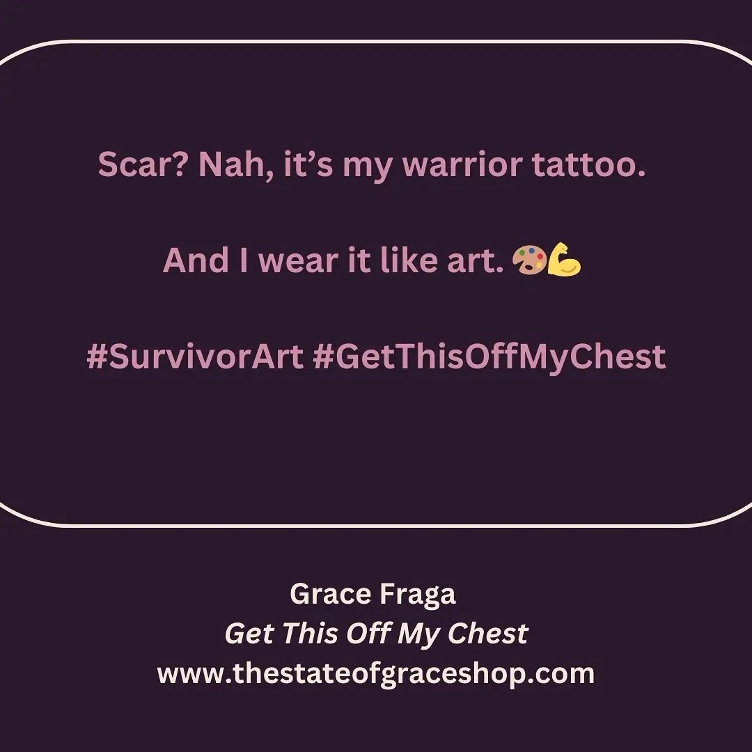 I turned pain into power, and now I wear it like art. 💖 Free cancer healing guides + my book Get This Off My Chest at my Tik Tok shop! #SurvivorArt #GetThisOffMyChest #CancerHealing #CancerJourney #WarriorTattoo #GraceFraga