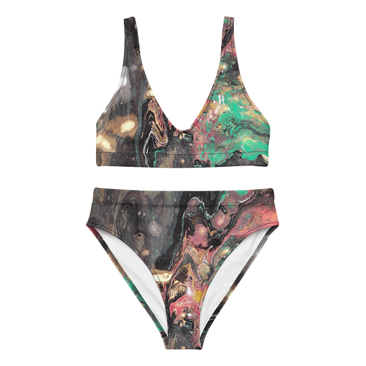Bucket of paint creates galaxies Marbled Goddess High Waisted Bikini Set product image (1)