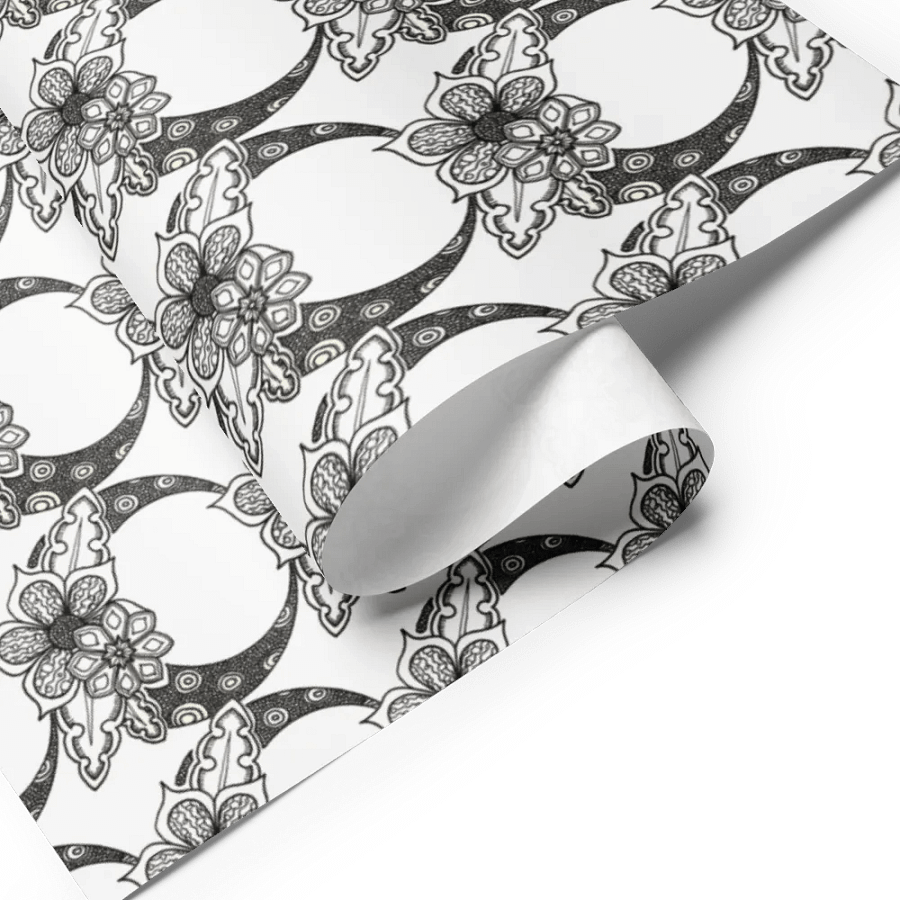 Monochrome Floral Moon Wrapping Paper Set product image (7)