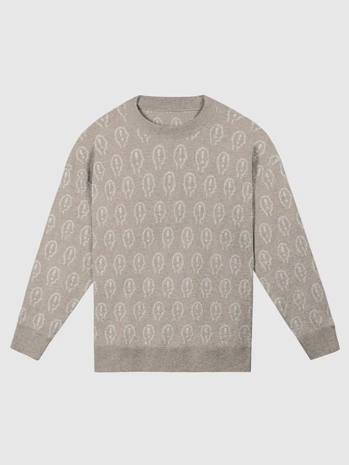 EXCLAIMING MENTALLY (repeating design, duotone tan) relaxed knitwear crewneck product image (3)
