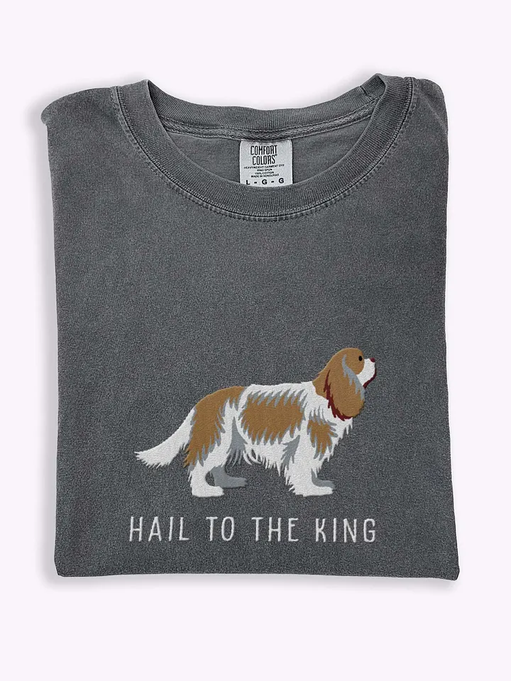 Hail to the King T-Shirt(Embroidered) of a Cavalier King Charles Spaniel(Blenheim) product image (1)