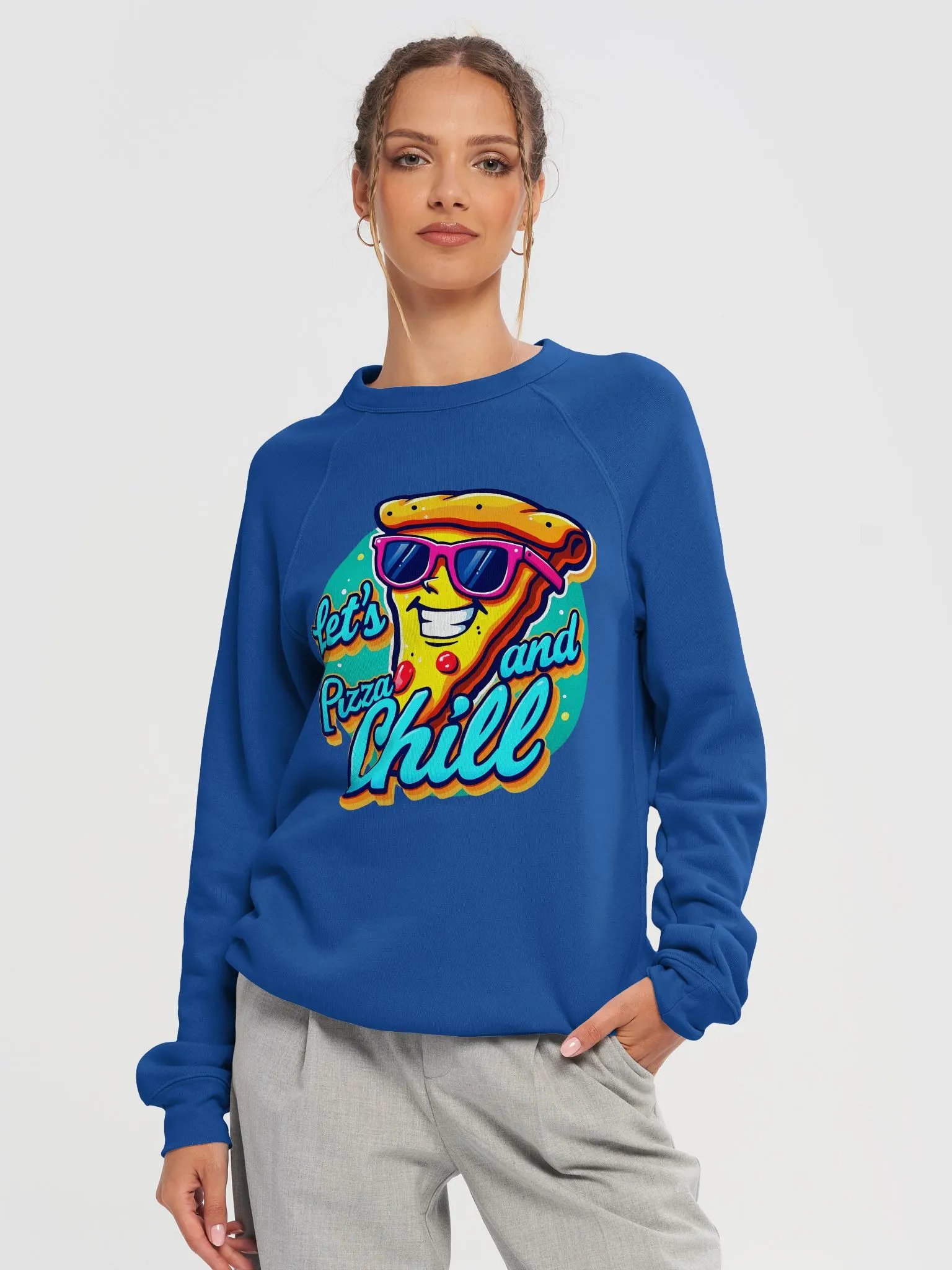 Pizza and Chill Unisex Raglan Sweatshirt Bella+Canvas (Adult Unisex) product image (14)