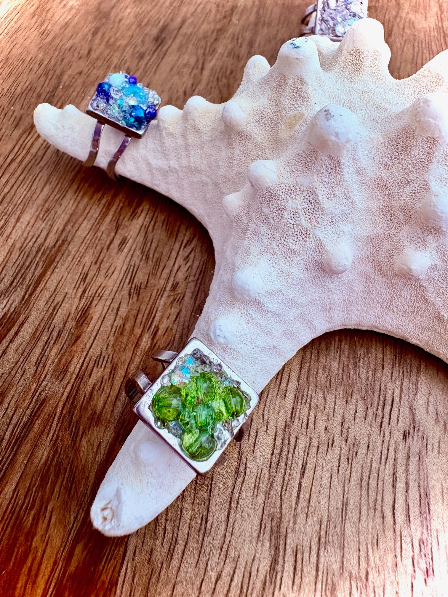 MFD-00230 | Radiant Tidepool | Adjustable Ring | Double-Band Stainless Steel | Handmade Coastal Charm Jewelry by Monique Faella Designs™ product image (4)