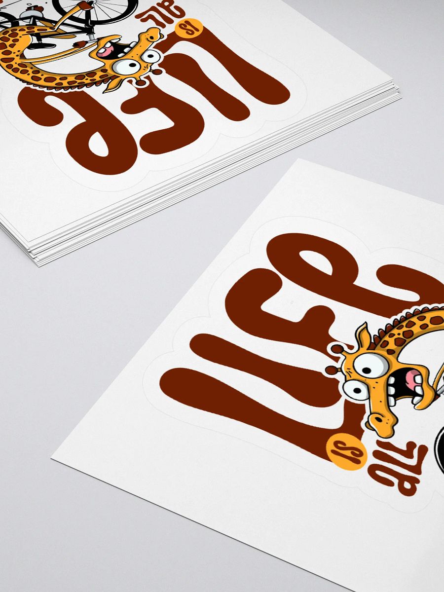 Funny Giraffe on Bike Sticker – Life Is All About Balance, Cycling Humor Decal product image (4)